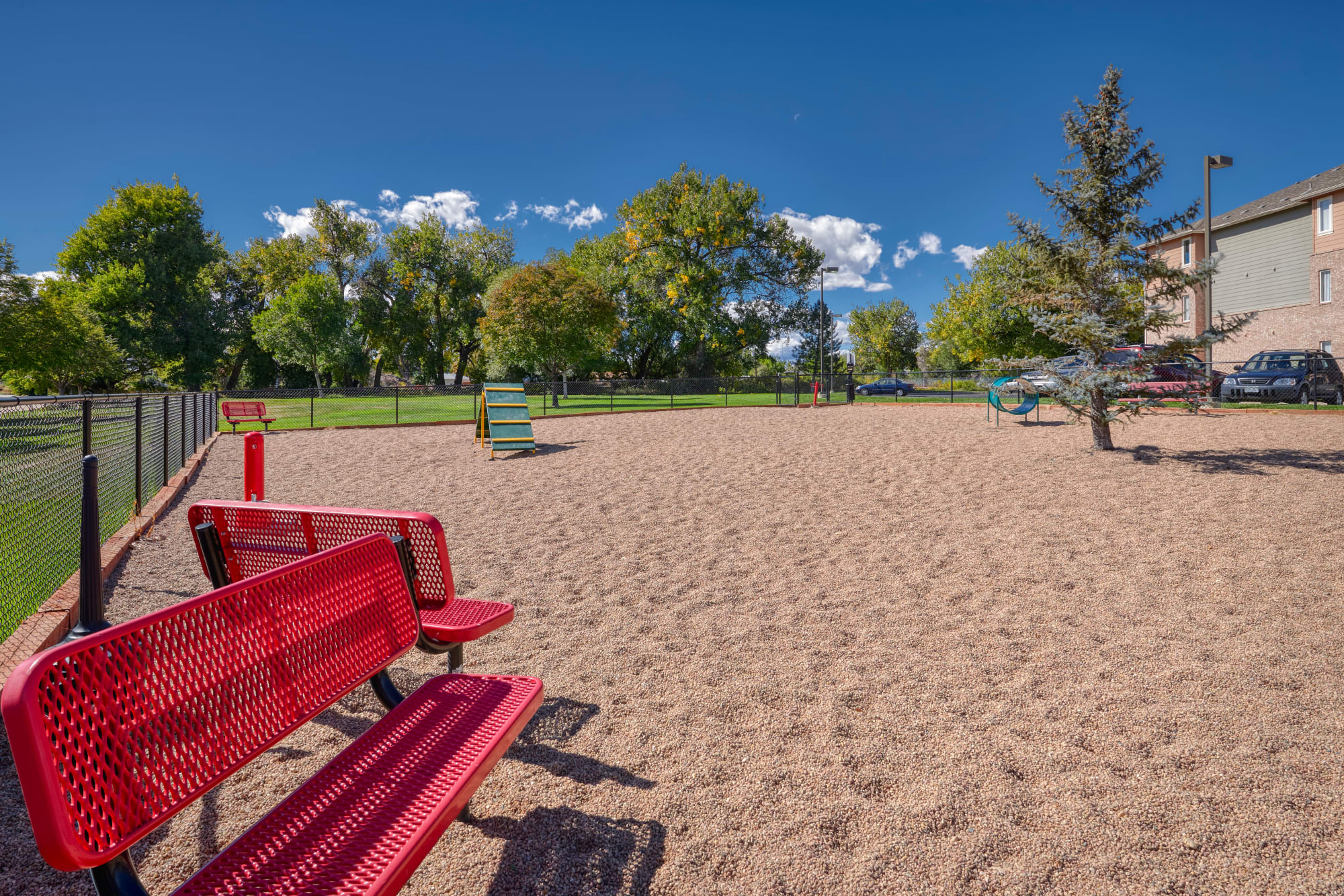 The dog park at Hawthorne Hill Apartments in Thornton, Colorado