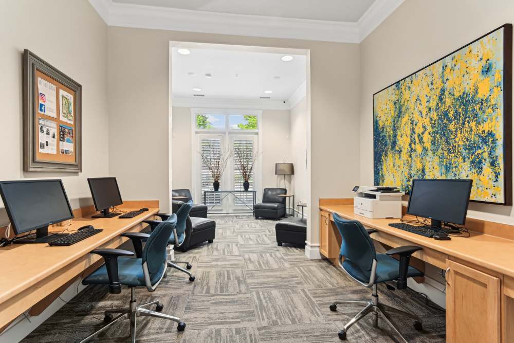 Business center at Fountains at Mooresville Town Square in Mooresville, North Carolina