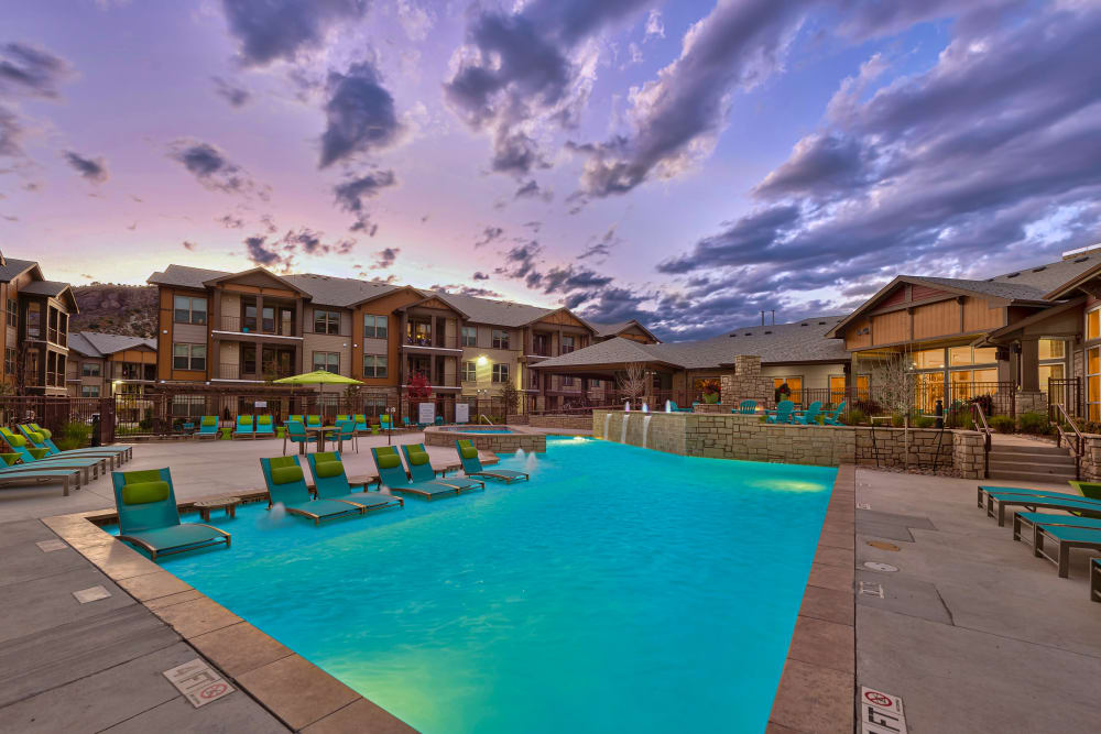 Sparkling pool at Rocket Pointe in Durango, Colorado