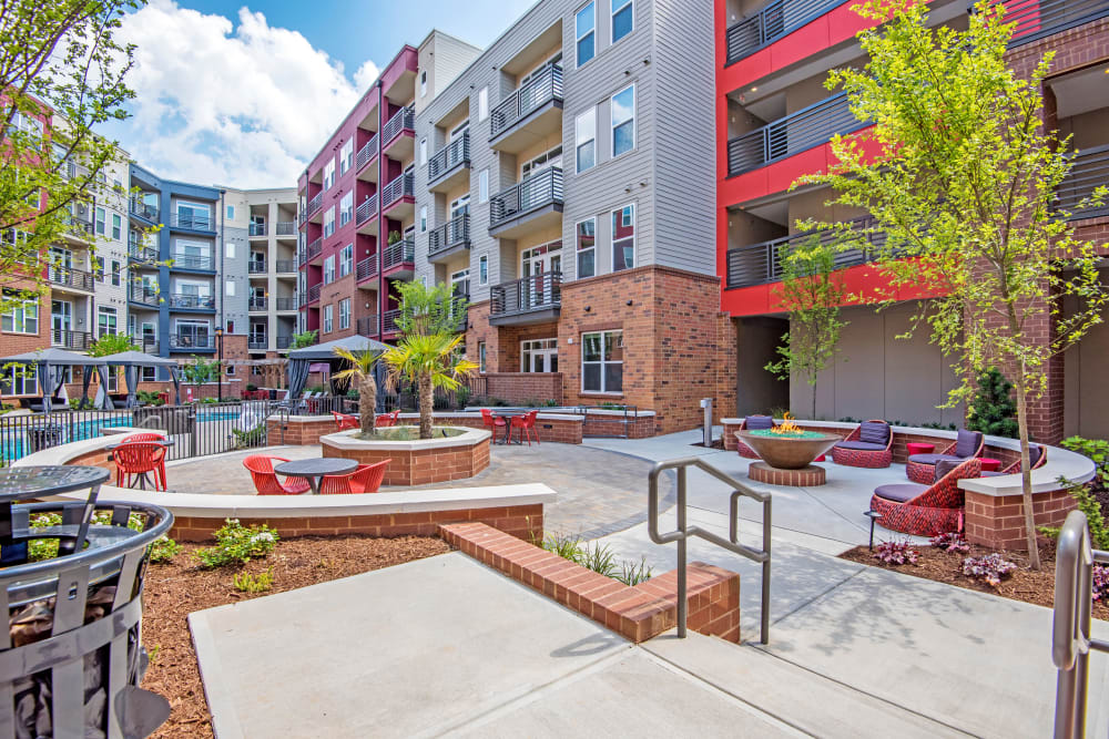 Outdoor courtyard seating at Mercury NoDa in Charlotte, North Carolina