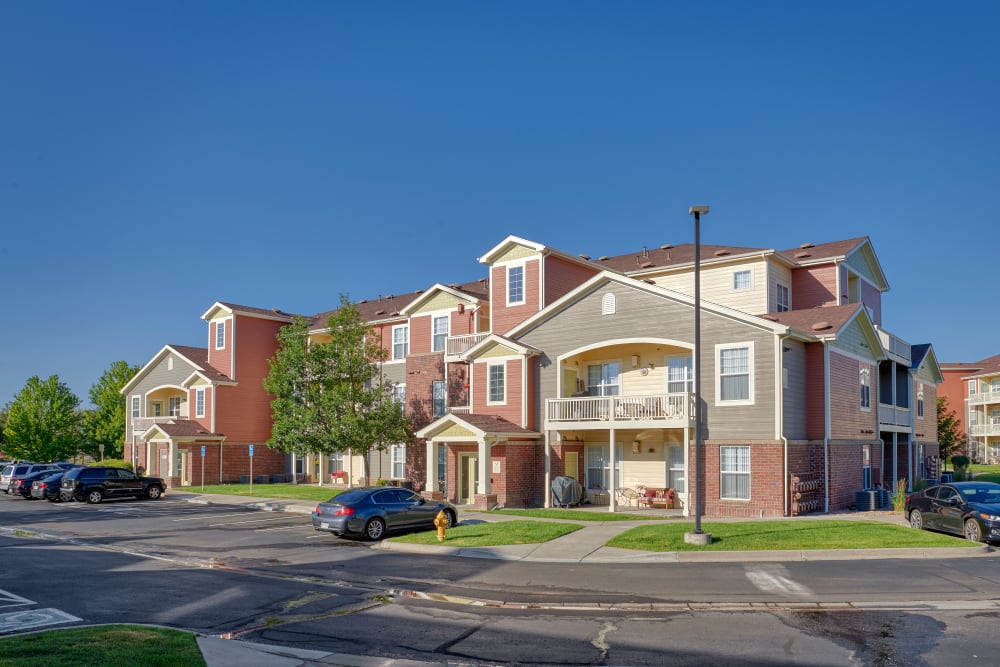 The clean and inviting exterior of Bear Valley Park in Denver, Colorado
