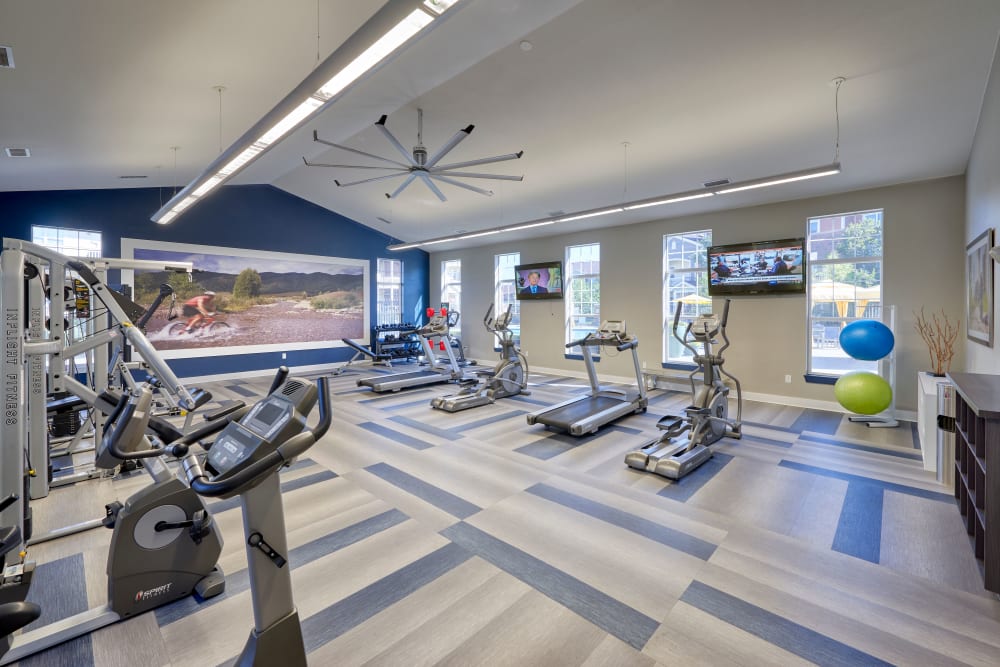 Clean, modern community gym at Bear Valley Park in Denver, Colorado