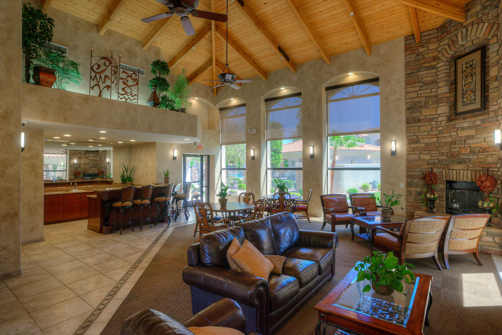 Clubhouse with lounge area at San Prado in Glendale, Arizona