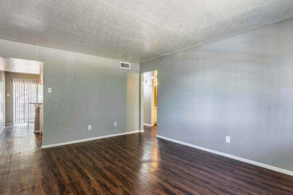 Unfurnished living room at Royal Arms in Richardson,Texas