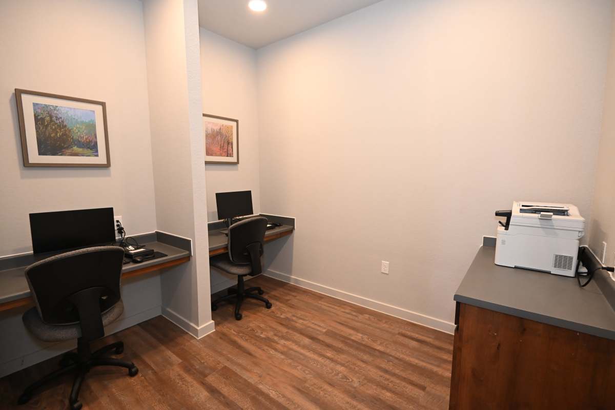 Business center interior at Carver Ridge in Hutto, Texas