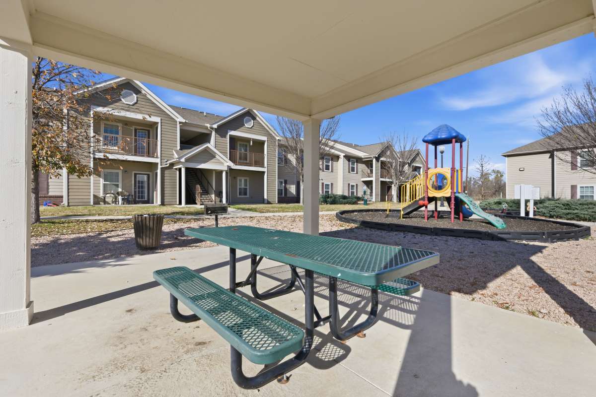 Resident relaxing area at Riverside Park in Early, Texas