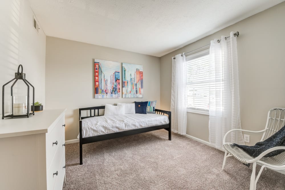 Cozy bedroom at Valle Vista in Greenwood, Indiana