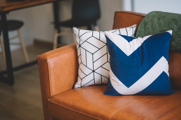 Cozy couch at The Birches in Silver Spring, Maryland