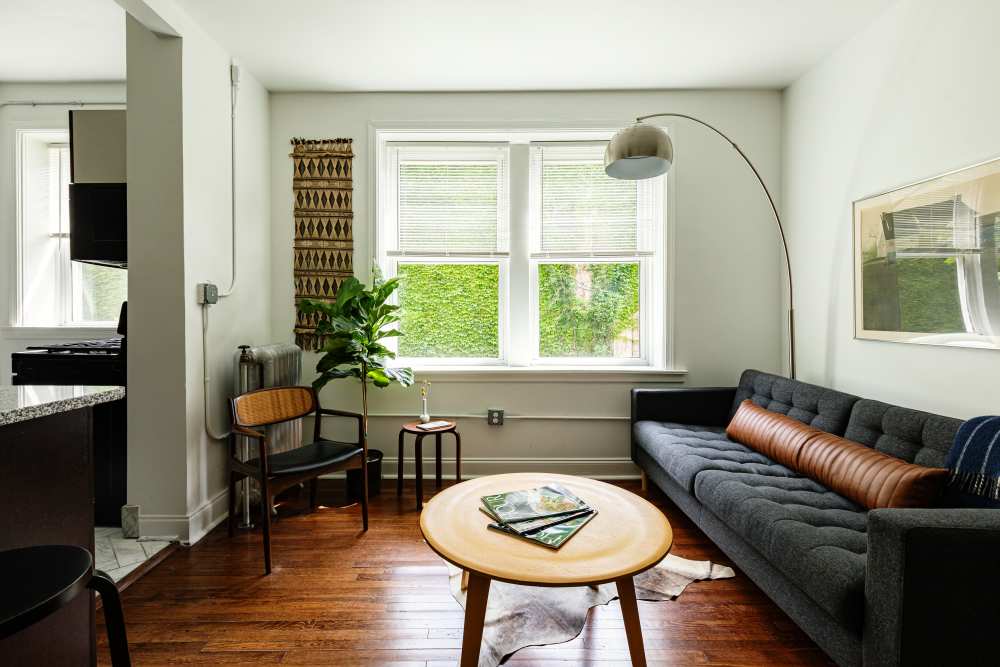 Living room at Detroit Living in Detroit, Michigan