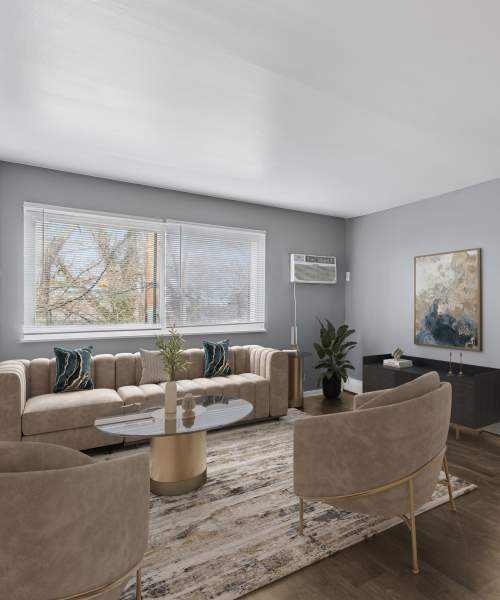 Living room at Alaska Apartments in Cincinnati, Ohio