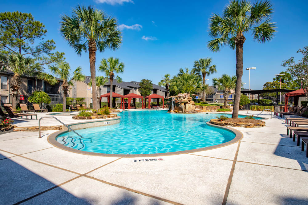 Sparkling pool at 2400 Briarwest in Houston, Texas