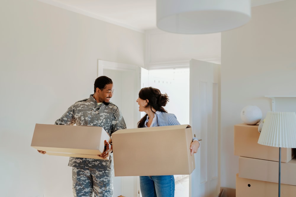 A military couple moves into their new house in San Jose, California