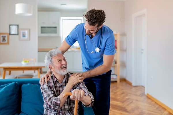 Home health provider helping a resident at Wellness at Home in Albany, Oregon