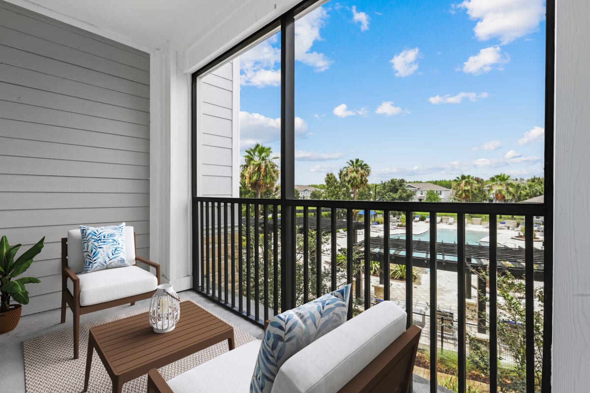 Rendering of private balcony at Lantower Asturia in Odessa, Florida