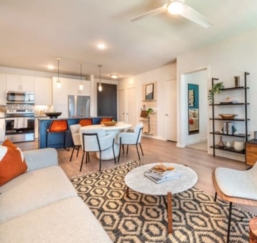Open and spacious living room area at Westerly in Dallas, Texas