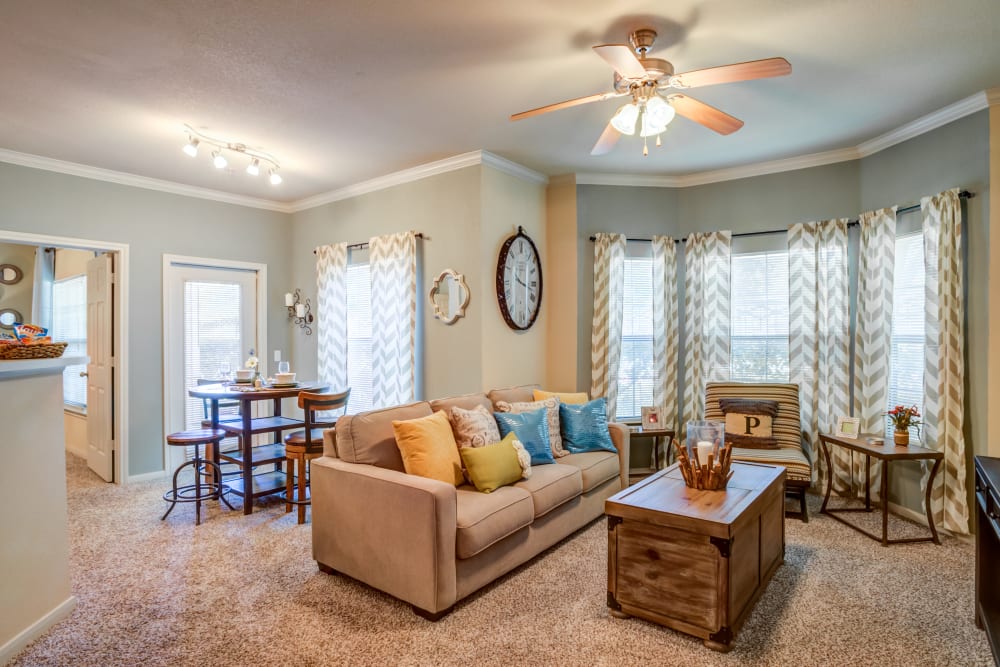 Spacious living room at Park Hudson Place in Bryan, Texas