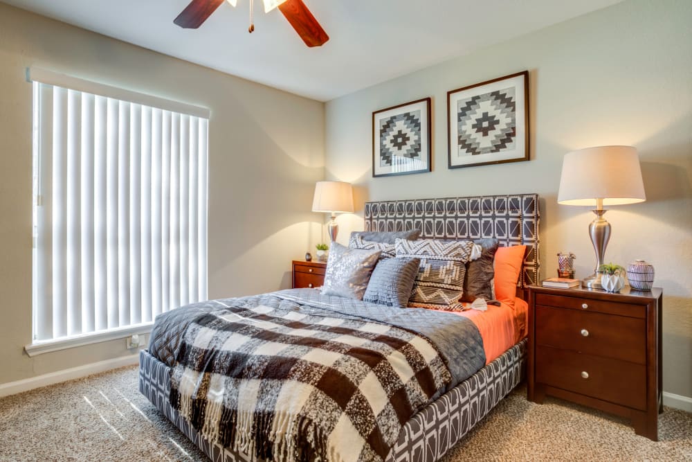 Model bedroom at The Reserve at City Center North in Houston, Texas
