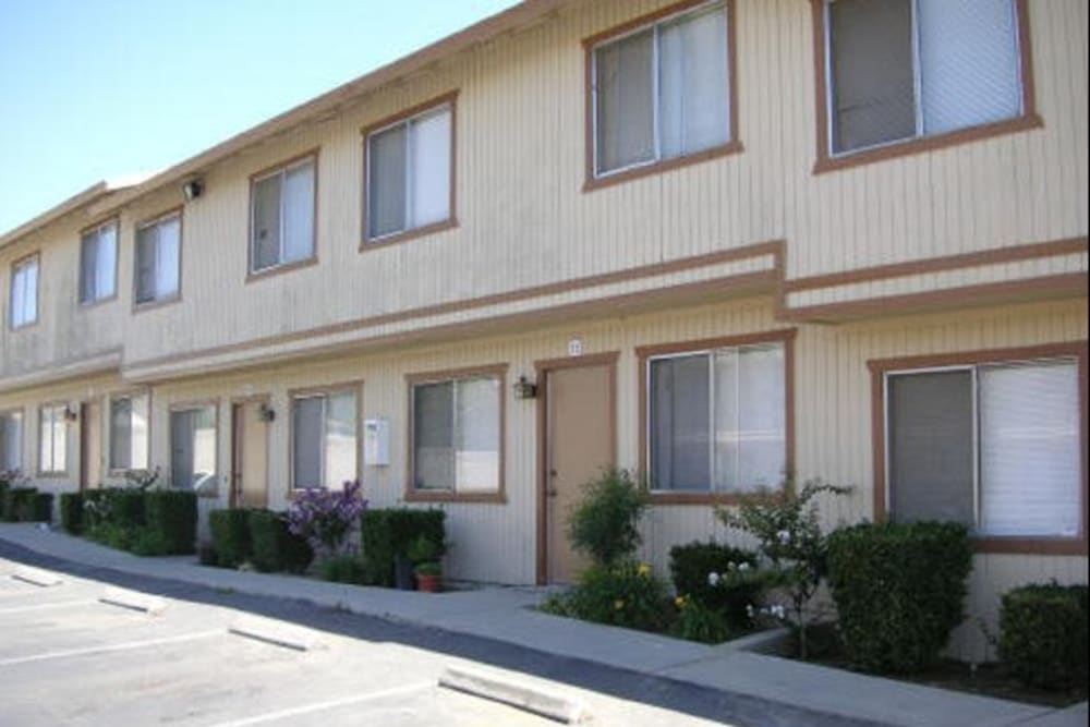 Exterior of Olympus Court Apartments in Bakersfield, California