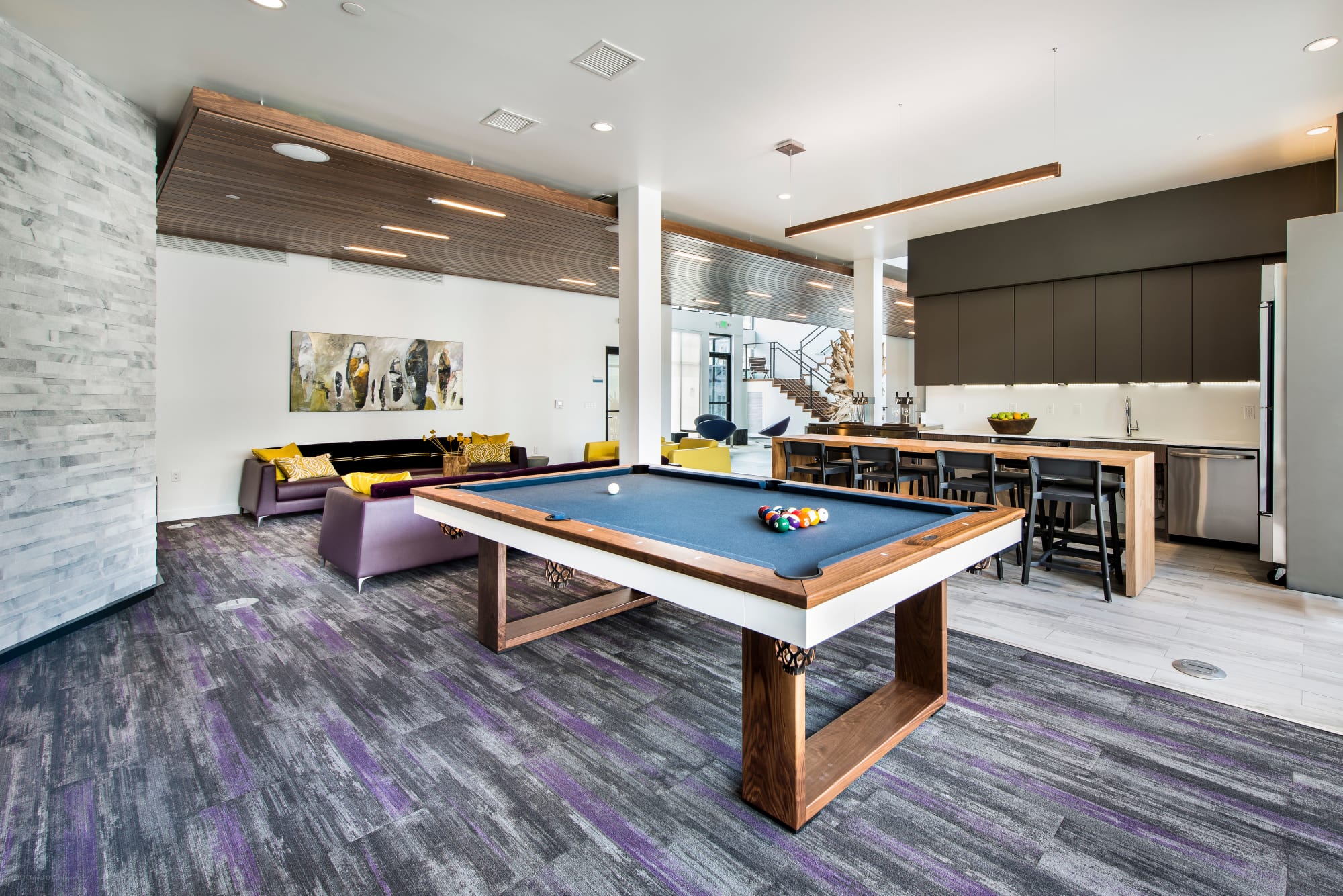 Billiards room at Elevate in Englewood, Colorado