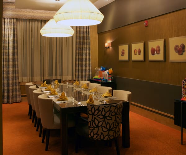 Beautiful dining table set and ready for the residents at All Seasons Birmingham in Birmingham, Michigan