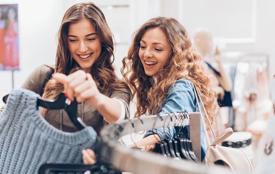 Resident mother and daughter out for some retail therapy near Sofi Lake Oswego in Lake Oswego, Oregon