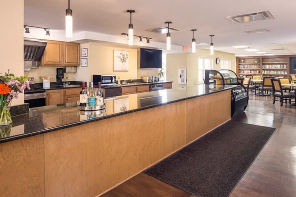 Coffee bar and food offered at Hanover Place in Tinley Park, Illinois