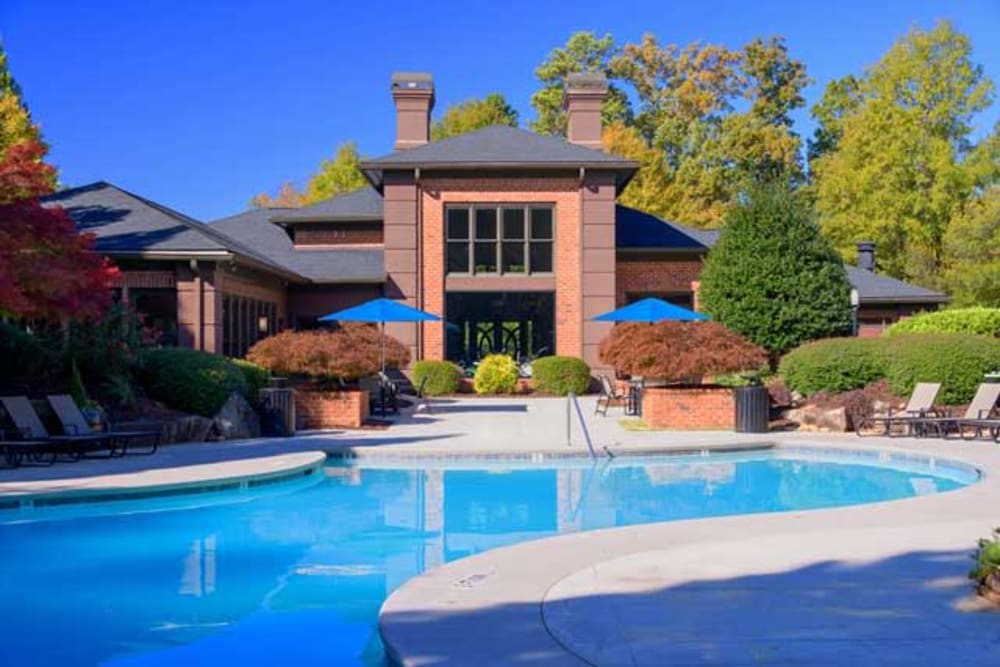 Resident resort style pool at Woodhaven at Park Bridge in Alpharetta, Georgia