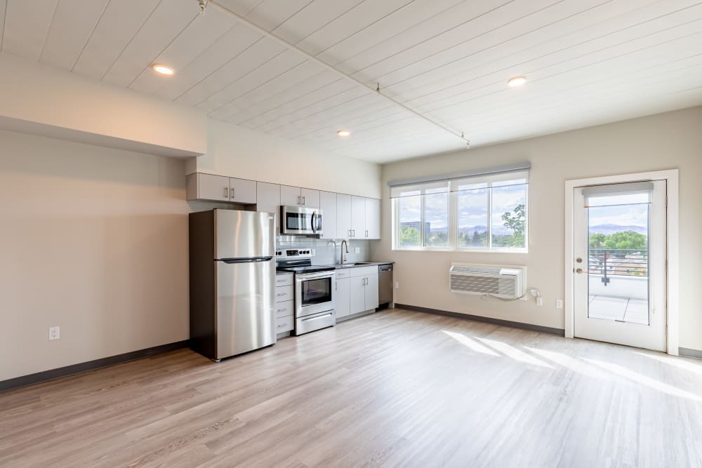 Spacious open floor plan apartment at Art District Flats in Denver, Colorado