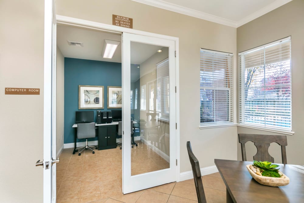 Stay connected with computers in the community business center at Natomas Park Apartments in Sacramento, California