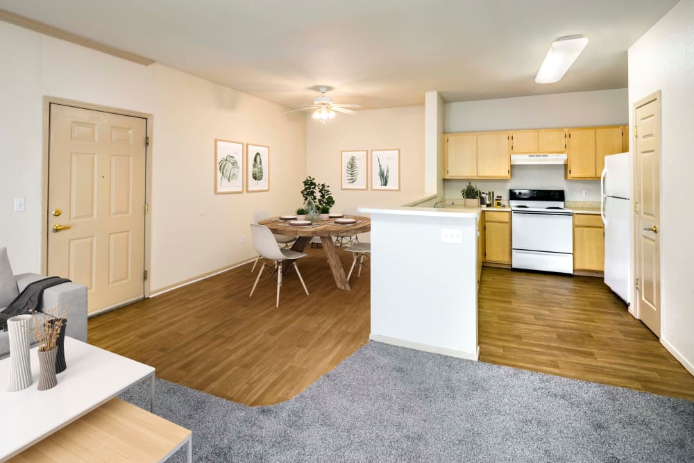 Beautiful hardwood-style flooring at Natomas Park Apartments in Sacramento, California