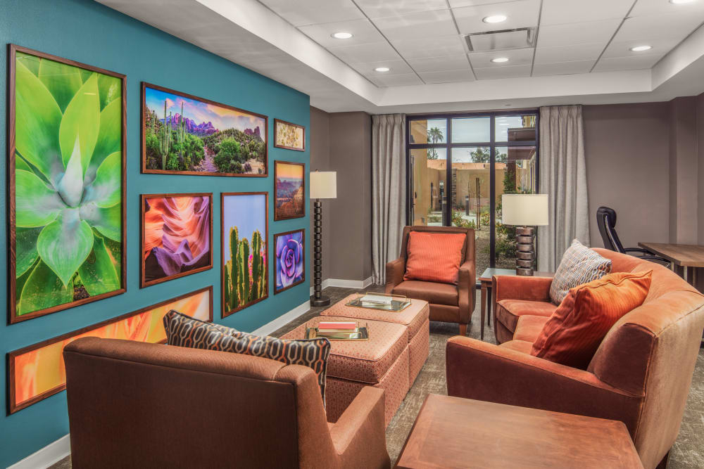 Memory care lounge at Quail Park of Oro Valley in Oro Valley, Arizona