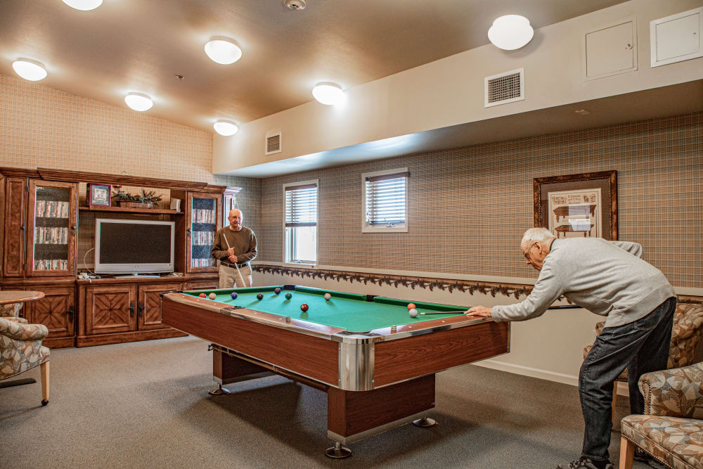 Billiard table at Majestic Rim Retirement Living in Payson, Arizona.