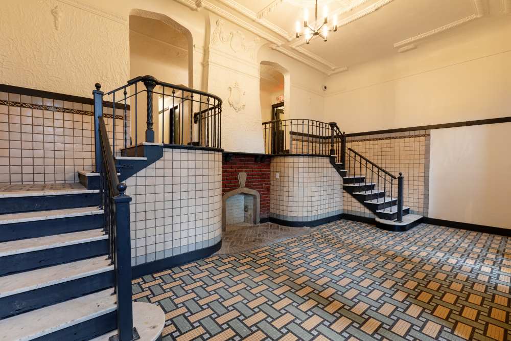 Stairwell access from both sides of the lobby at Detroit Living in Detroit,Michigan