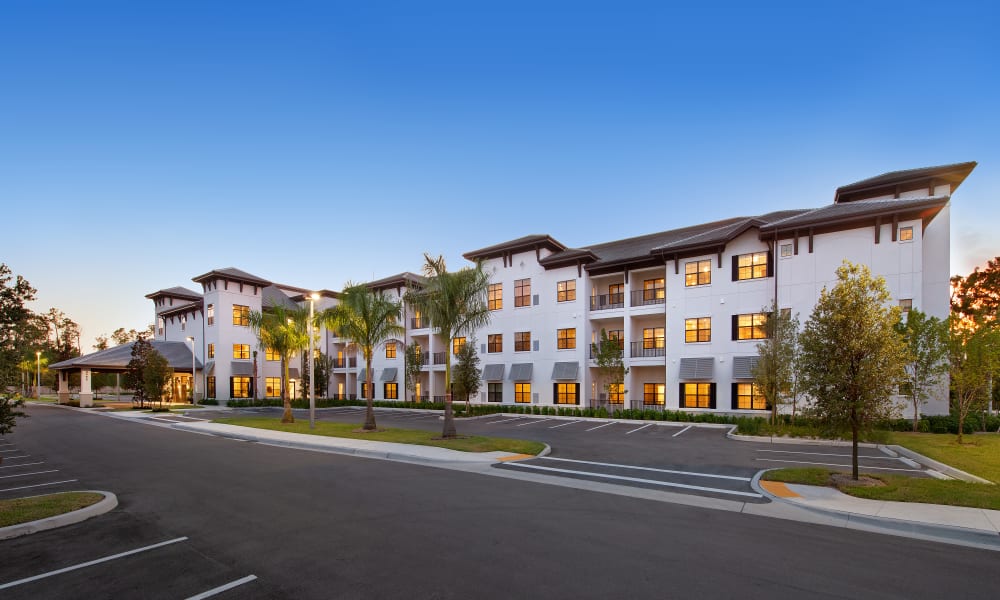 View of Keystone Place at Four Mile Cove's gorgeous front facade in Cape Coral, Florida