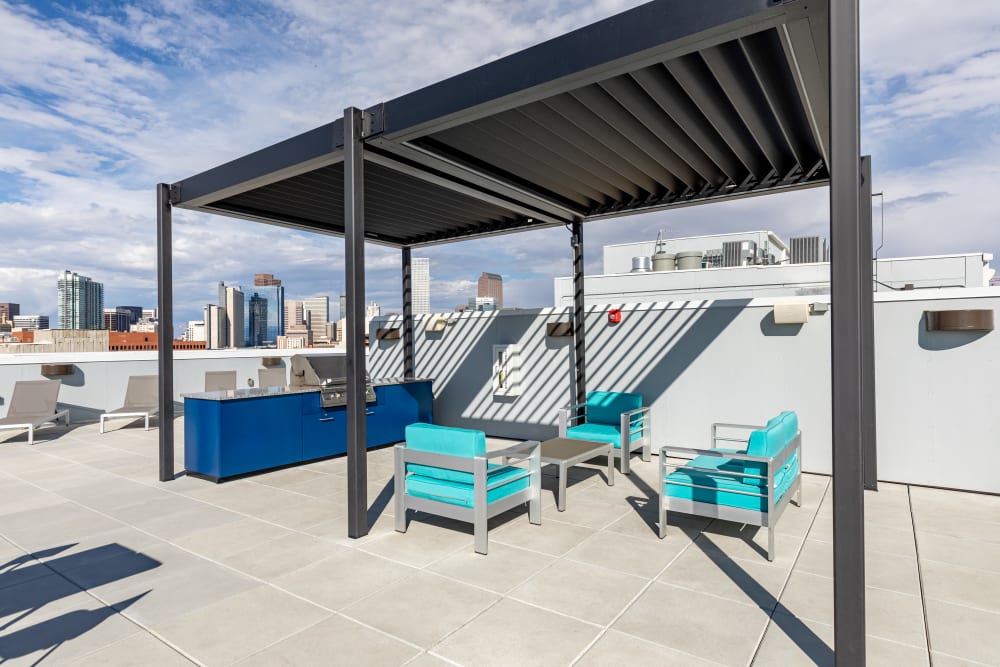 Covered grilling station at Art District Flats in Denver, Colorado