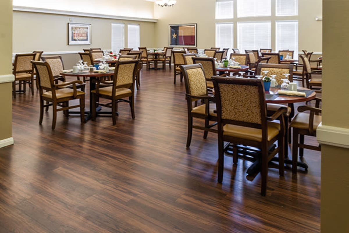 Dining area at Plum Creek Place in Amarillo, Texas