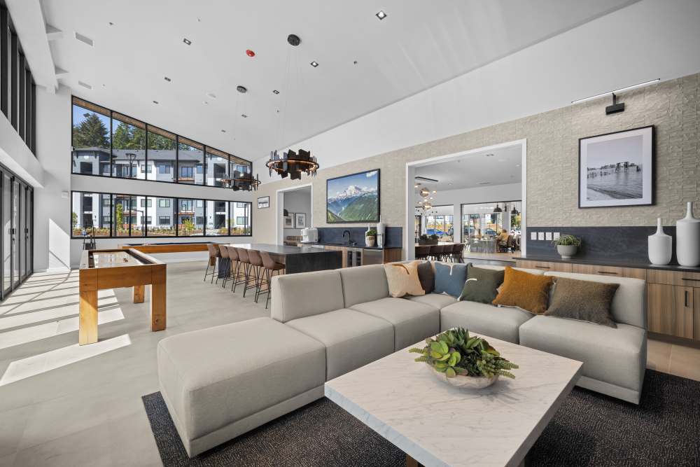 Clubhouse lounge seating at The Highlands at Silverdale in Silverdale, Washington