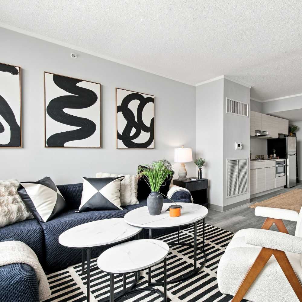 Modern living room at The Simone in Silver Spring, Maryland