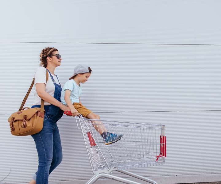 Resident shopping with their kid near Wood Lee Arms in Arlington, Virginia