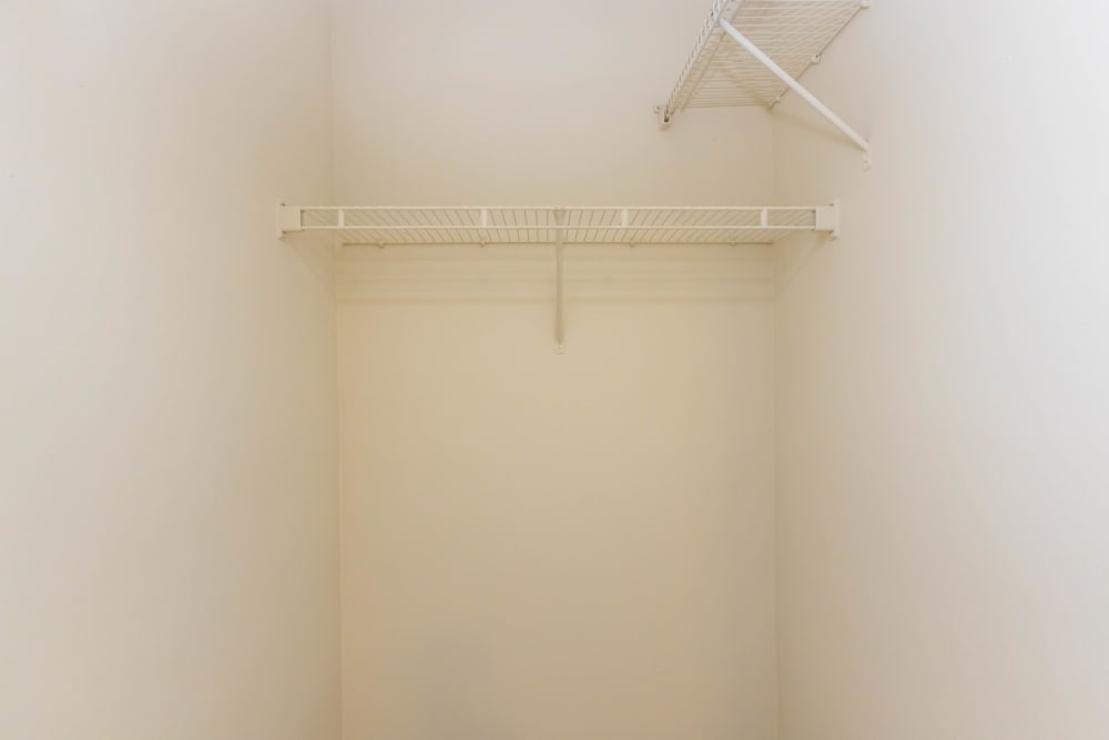 Walk-in closet with rack at Camellia in Raleigh, North Carolina
