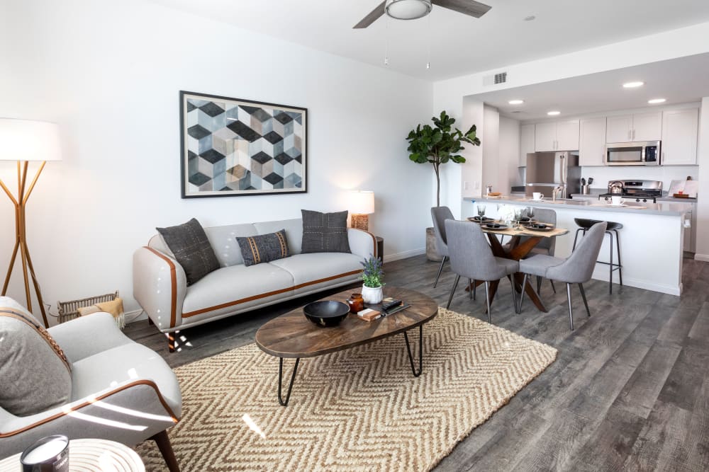 furnished living room alt against a white wall Azure Apartment Homes in Santa Maria, California