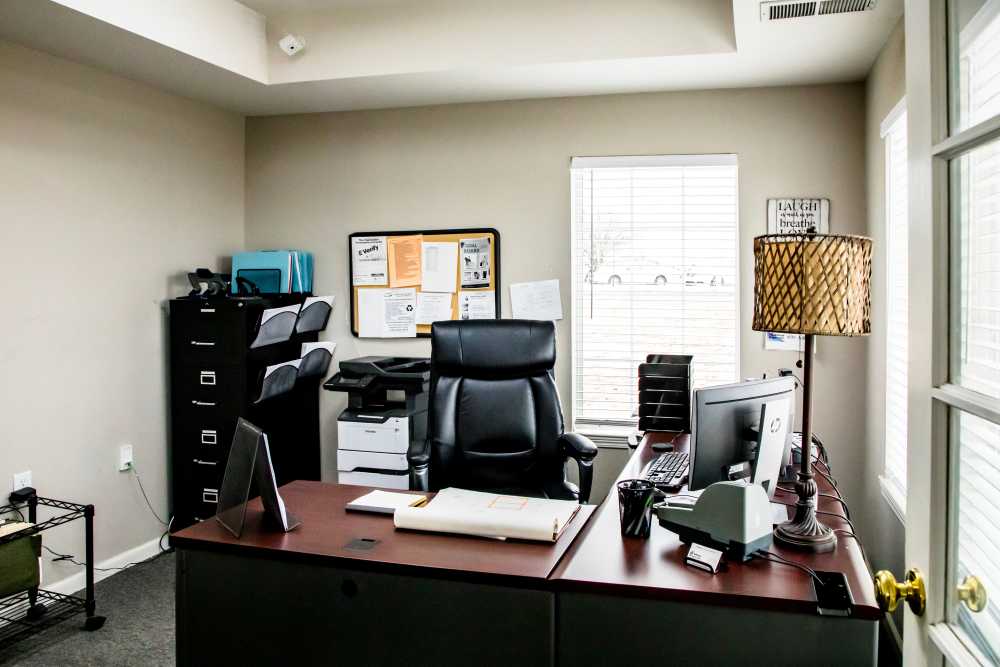 Reception in the leasing office at Whispering Plains Apartments in Guymon, Oklahoma