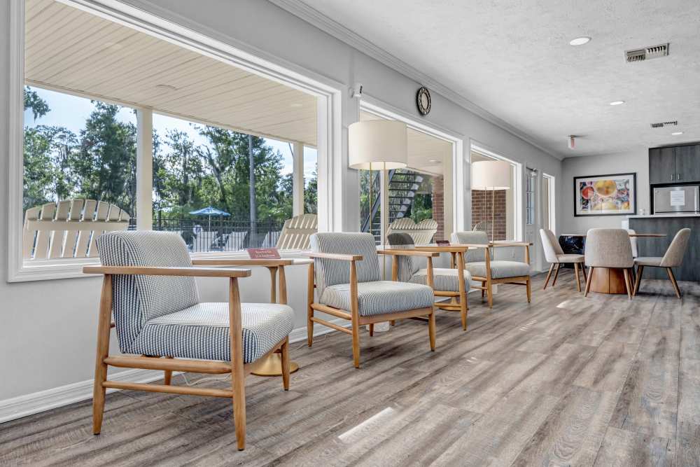Common seating area at Lake Carlton Arms in Lutz, Florida