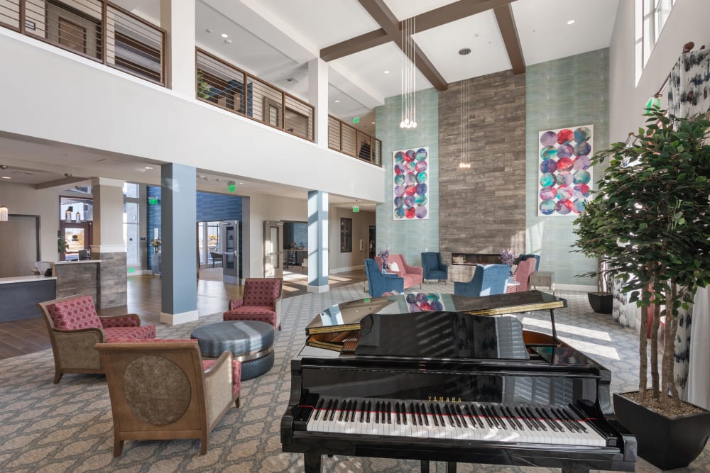 grand living room piano at WellQuest of Elk Grove in Elk Grove, California