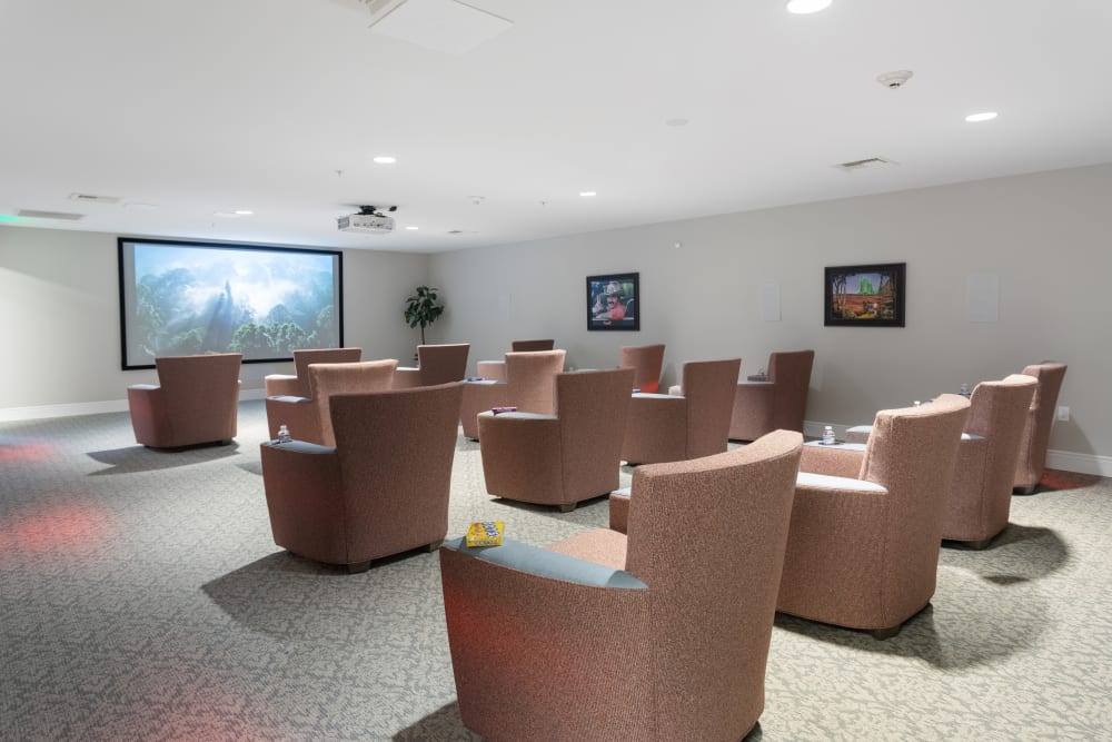 theater with cozy seating at WellQuest of Elk Grove in Elk Grove, California