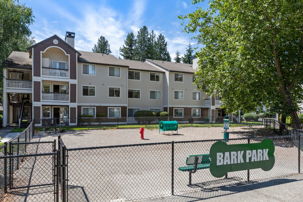 Have fun with your furry friend in the dog park at Olin Fields Apartments in Everett, Washington