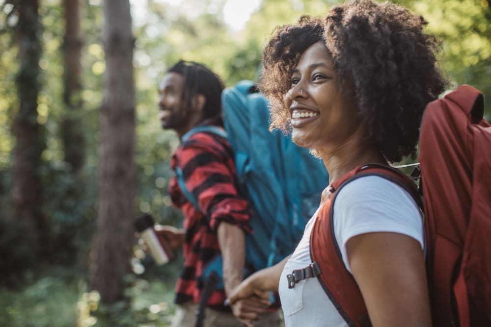 Residents enjoying a hike near Carriage House Apartments in Vancouver, Washington