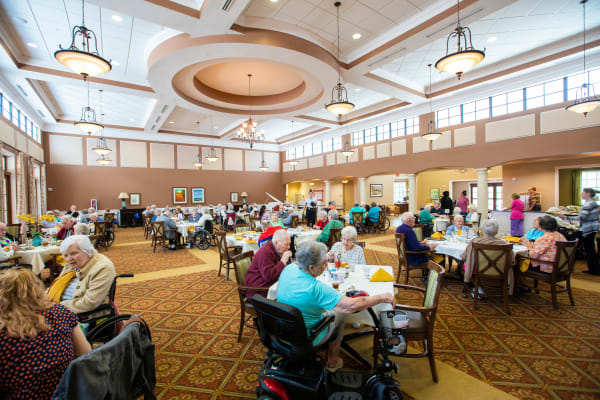 Seniors enjoying a meal at DELETED - Omega Communities in Birmingham, Alabama