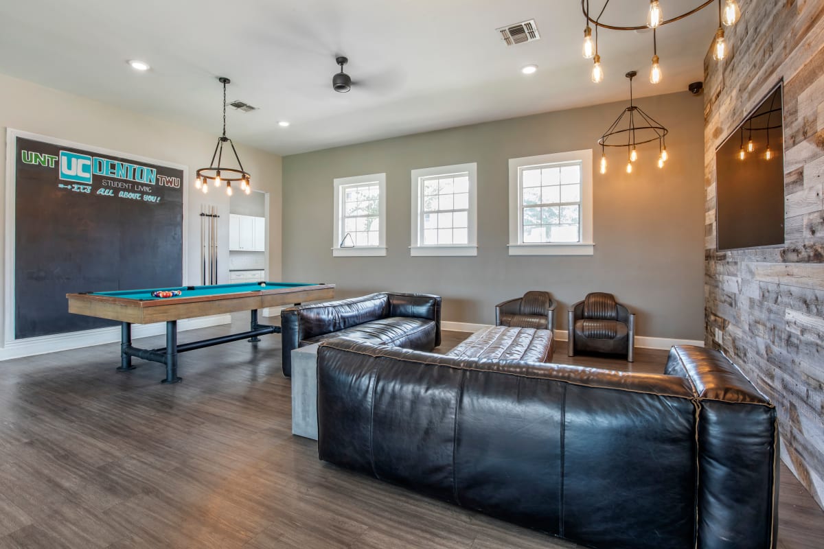 Clubhouse with billiards at University Courtyard, Denton, Texas