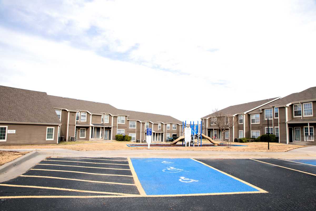 Playground in the apartment communityat Whispering Plains Apartments in Guymon, Oklahoma